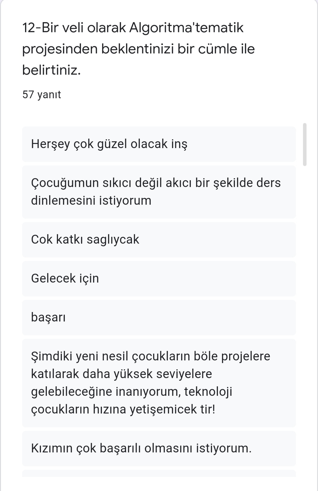 ALGORİTMA’TEMATİK PROJESİ VELİ ÖN ANKETİ DEĞERLENDİRME by Leyla Karatosun - Ourboox.com