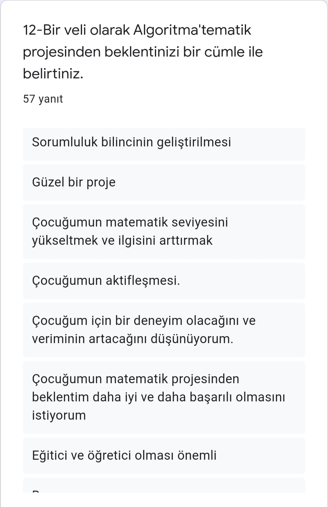 ALGORİTMA’TEMATİK PROJESİ VELİ ÖN ANKETİ DEĞERLENDİRME by Leyla Karatosun - Ourboox.com