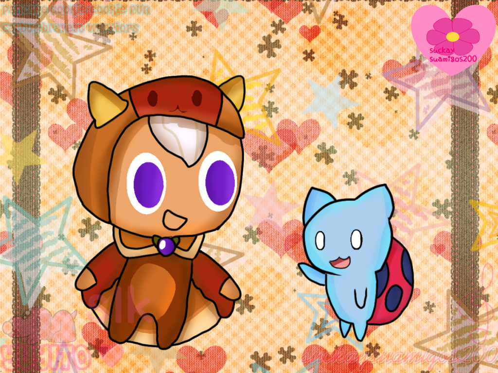 At first I was not interested in cookie run but after playing it for hours and hours I started to like it and here is my first fanart (not official my first cookie run fan art I published it on my tumblr) but finally here I joined pancake cookie with the adorable Catbug 🐱🐞😍