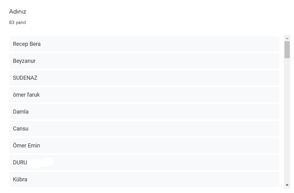 Proje Öğrenci Son Değerlendirme Anket Sonuçları by Güldane Aydın - Ourboox.com