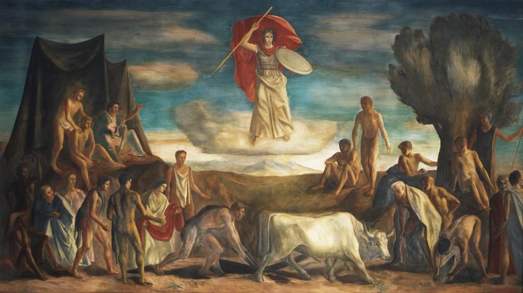 Quaroni, La fondazione di Roma, affresco, 1939-49