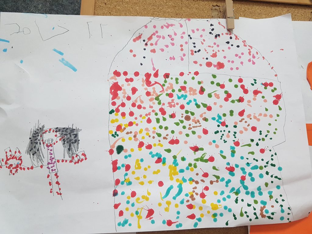 فعاليات في أعقاب قصة “حكاية نقطة على دفتر أبيض” by mysona hasarmi - Illustrated by عمل وابداع اطفال بستان وروضات المزرعة - Ourboox.com