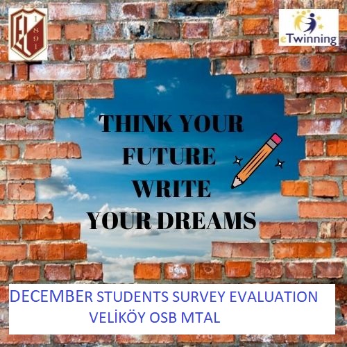 THİNK YOUR FUTURE WRİTE YOUR DREAMS/ DECEMBER STUDENTS SURVEY EVALUATION by Keziban Demiral - Illustrated by VELİKÖY OSB MTAL - Ourboox.com