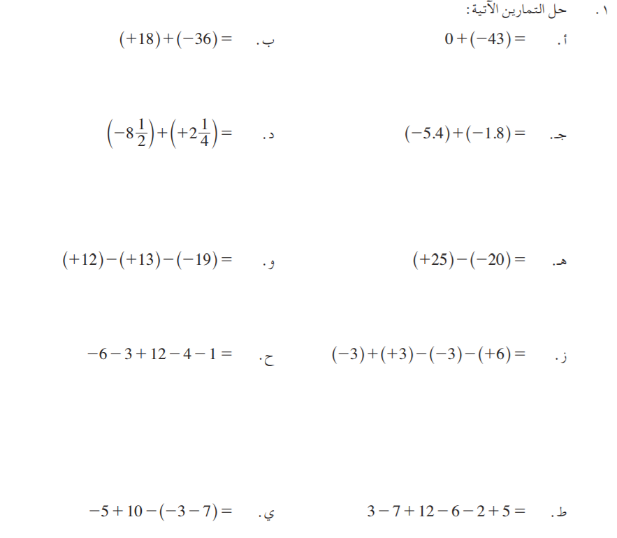 جمع وطرح الأعداد الموجهة by Tasneem Ghrayeb Sharara - Ourboox.com