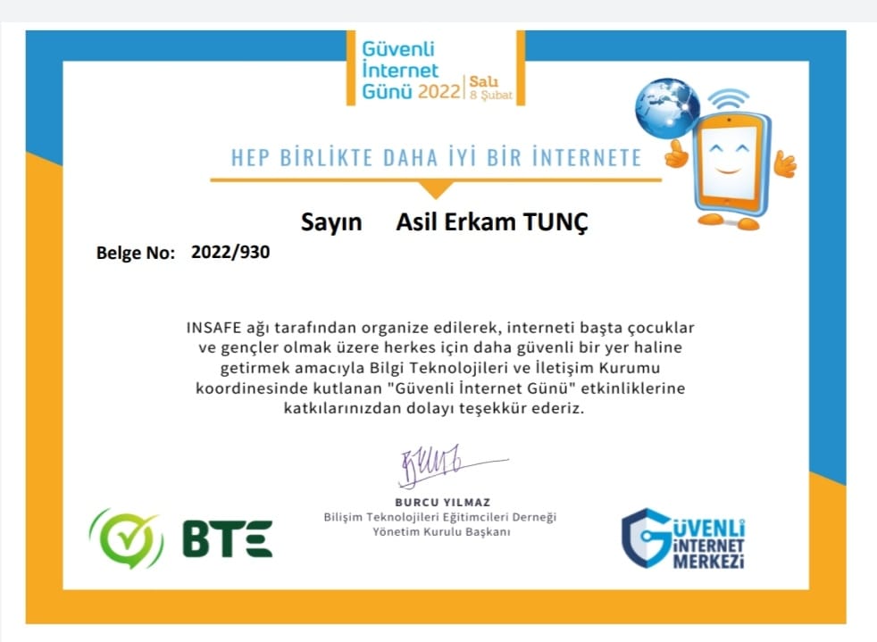 GÜVENLİ İNTERNET GÜNÜ SERTİFİKALARIMIZ by Nalan SERT - Ourboox.com
