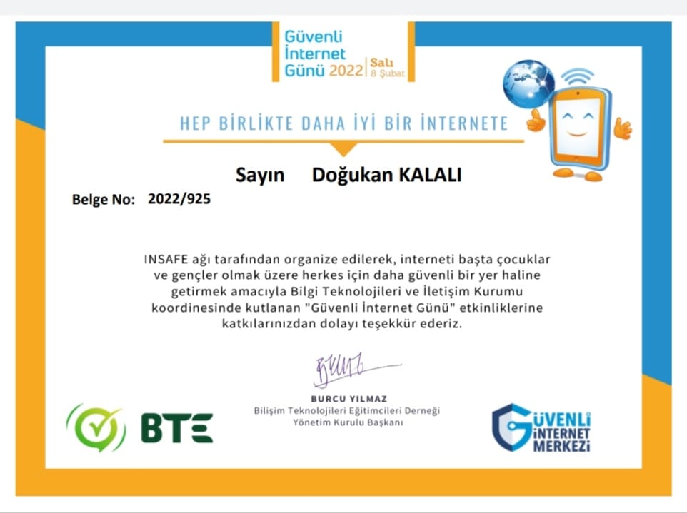 GÜVENLİ İNTERNET GÜNÜ SERTİFİKALARIMIZ by Nalan SERT - Ourboox.com