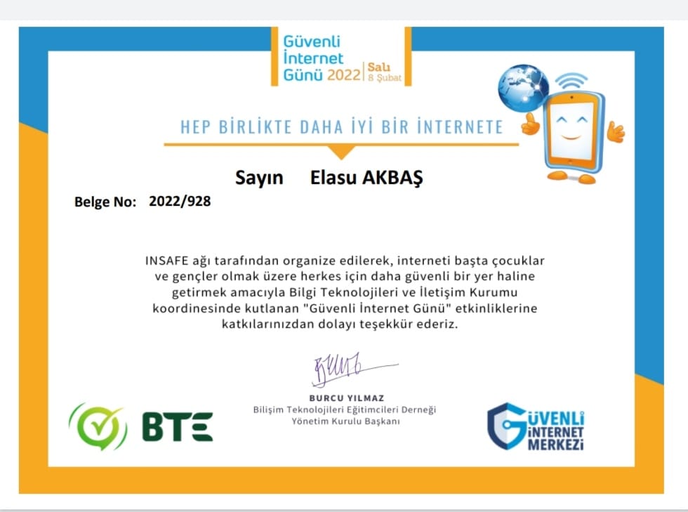 GÜVENLİ İNTERNET GÜNÜ SERTİFİKALARIMIZ by Nalan SERT - Ourboox.com