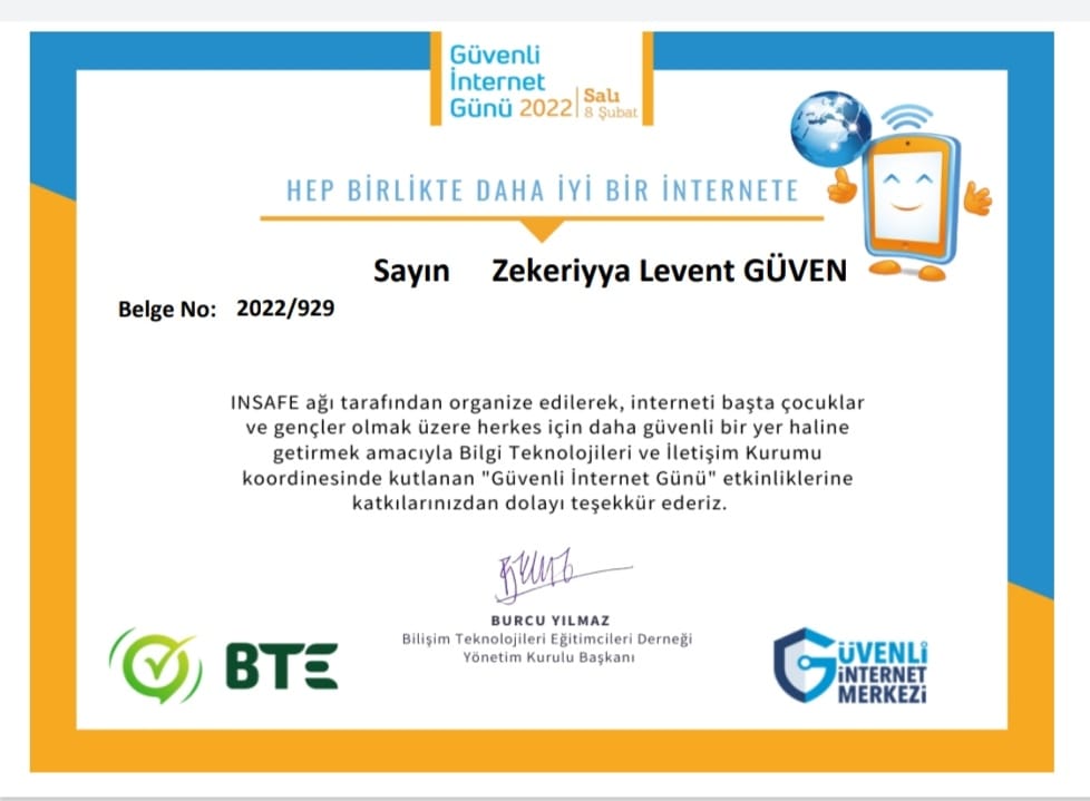 GÜVENLİ İNTERNET GÜNÜ SERTİFİKALARIMIZ by Nalan SERT - Ourboox.com